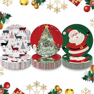 60 PCS 9 inch Christmas Paper Plates Disposable Christmas Plates Xmas Plate