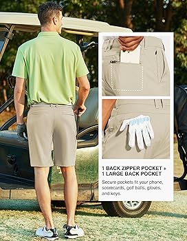 Amazon.com : PULI Mens Golf Shorts 9 Inch Dress Business Casual