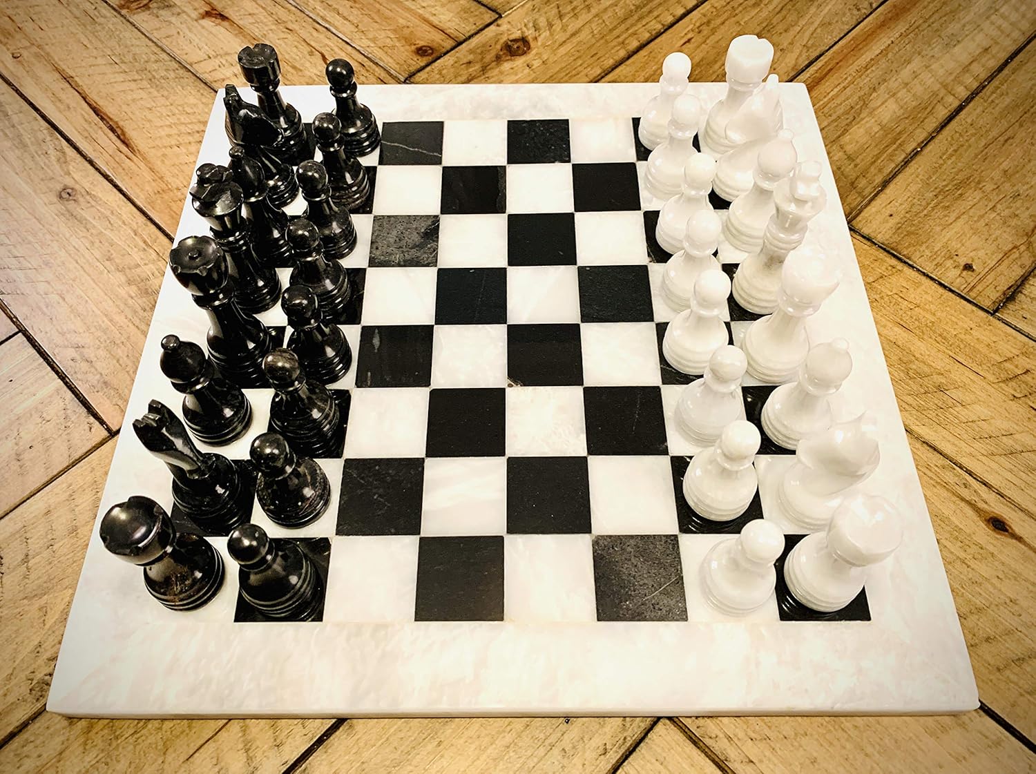 Vintage Marble Chess Set 12" (White (Base) & Black