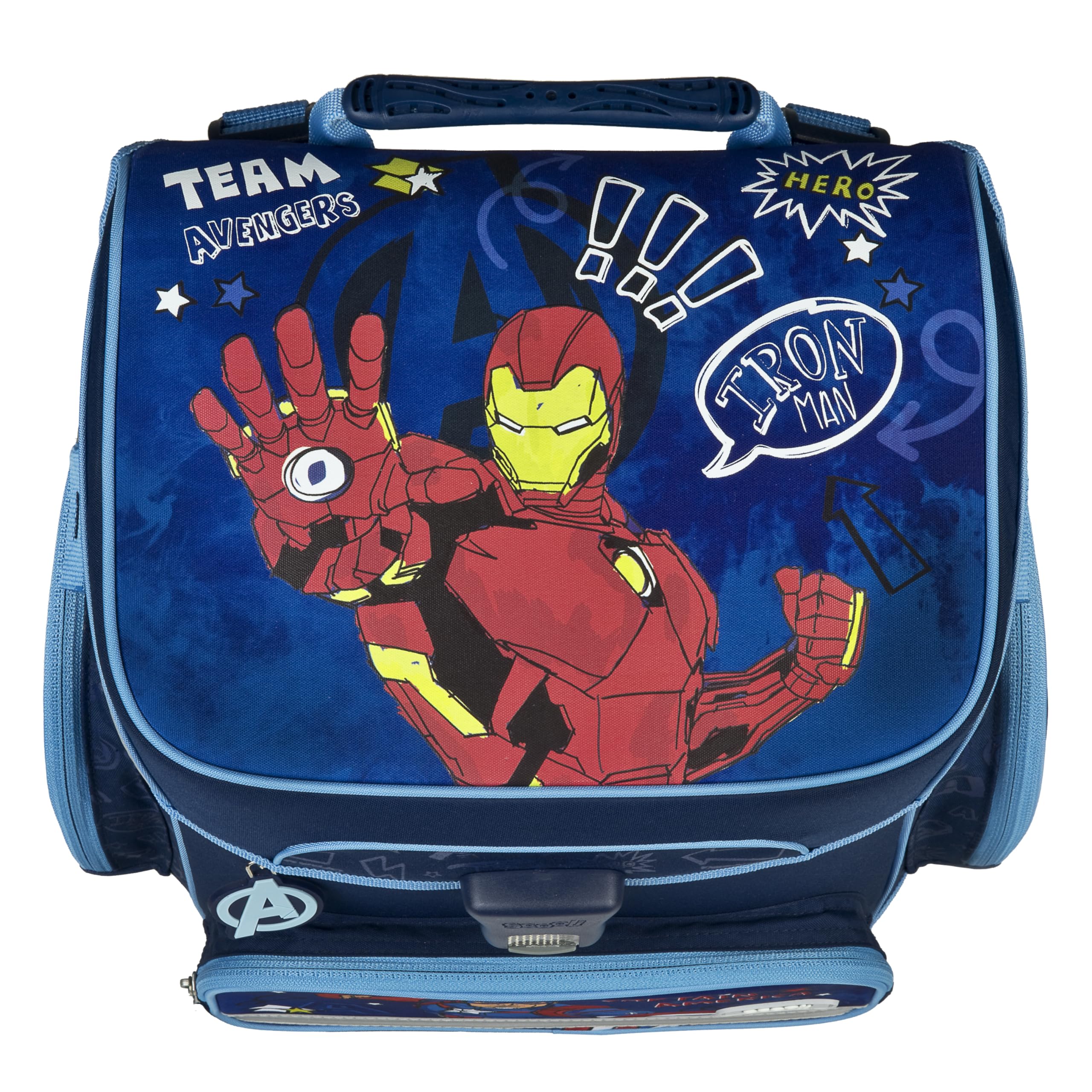 Scooli Tornister szkolny AVENGERS 18-częściowy zestaw z akcesoriami Iron Man Thor Hulk i wiele więcej, niebieski, Grundschule