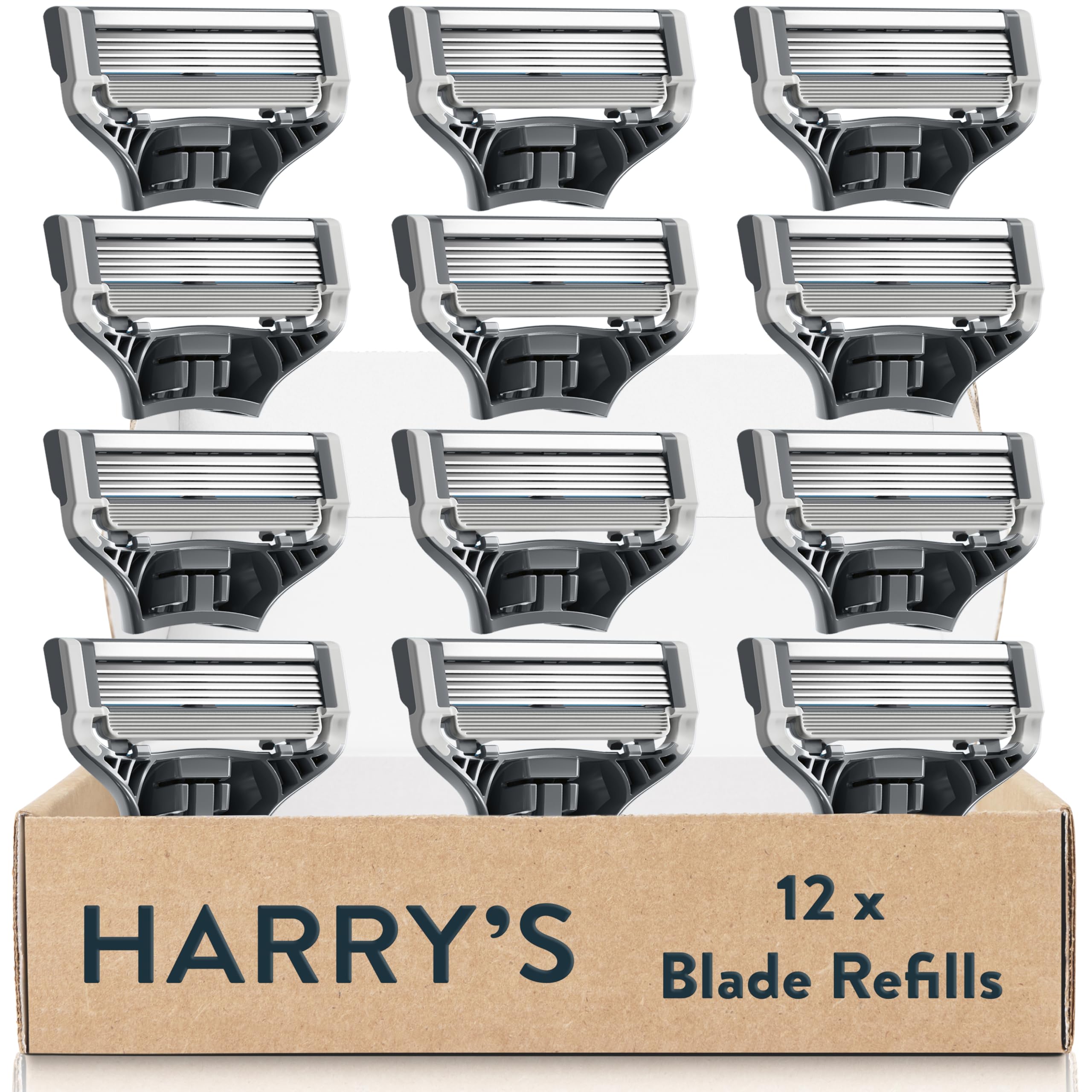 Harry's Original Razor Blades Refill, (12) Razor Head Refills with Precision Trimmer, 5 Anti-Friction Shaving Blades, Compatible with 'Harry's Original' Razors for Men