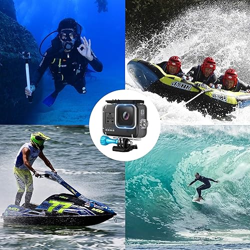Miniatura 5 de MiPremium Carcasa impermeable para GoPro Hero 8, color negro. Accesorios de montaje de jaula de buceo con tornillo de aluminio y hebilla de