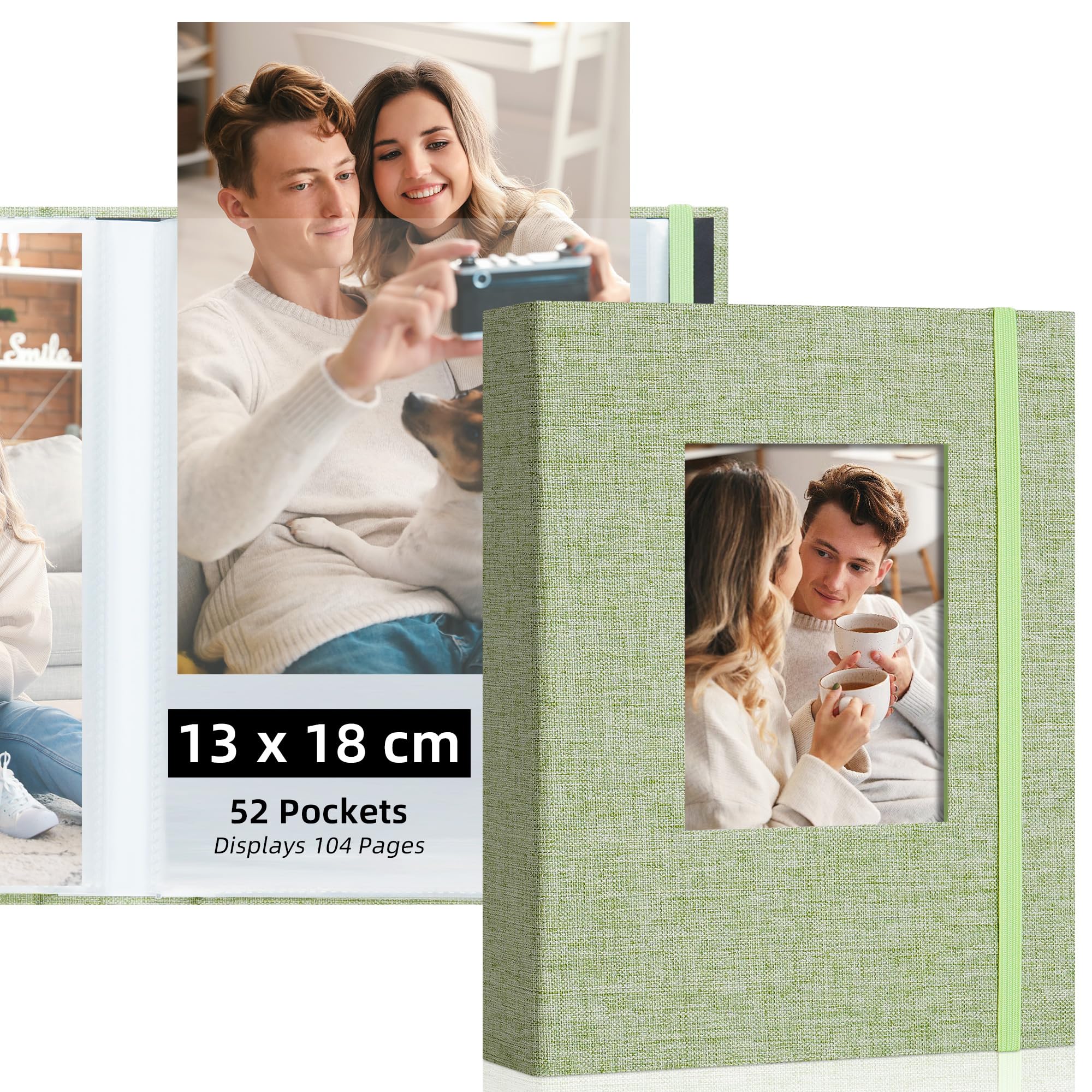 Remowtih 7x5 Photo Album Holds 104 Photos with Window Cover Green โ image 1