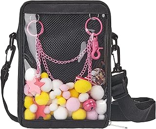 Ita Bag Small Clear Crossbody Bag Mini DIY Transparent Shoulder Messenger Bag Purse Grils Anime Satchels For Lolita Comic Cosplay Itabags For Women, Black