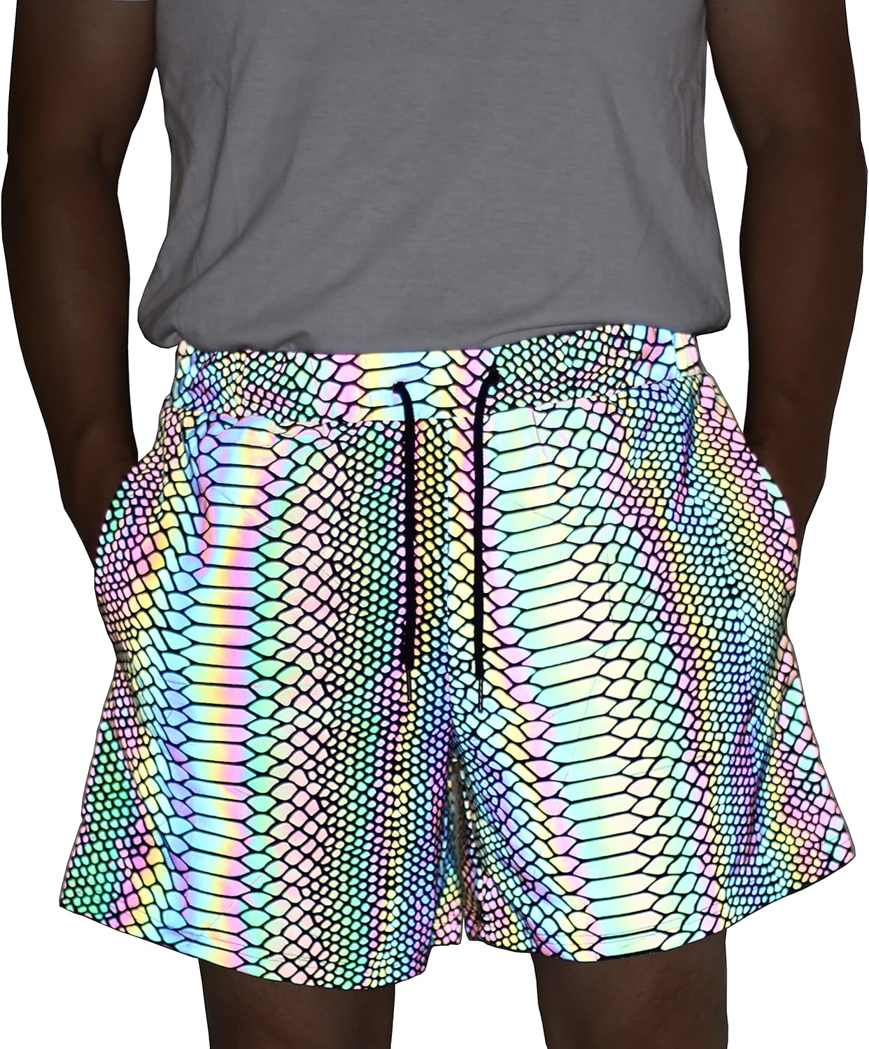 LZLRUN Rainbow Reflective Mushroom Shorts Pants Men Fluorescent Trousers Casual Night Jogger : Clothing, Shoes & Jewelry