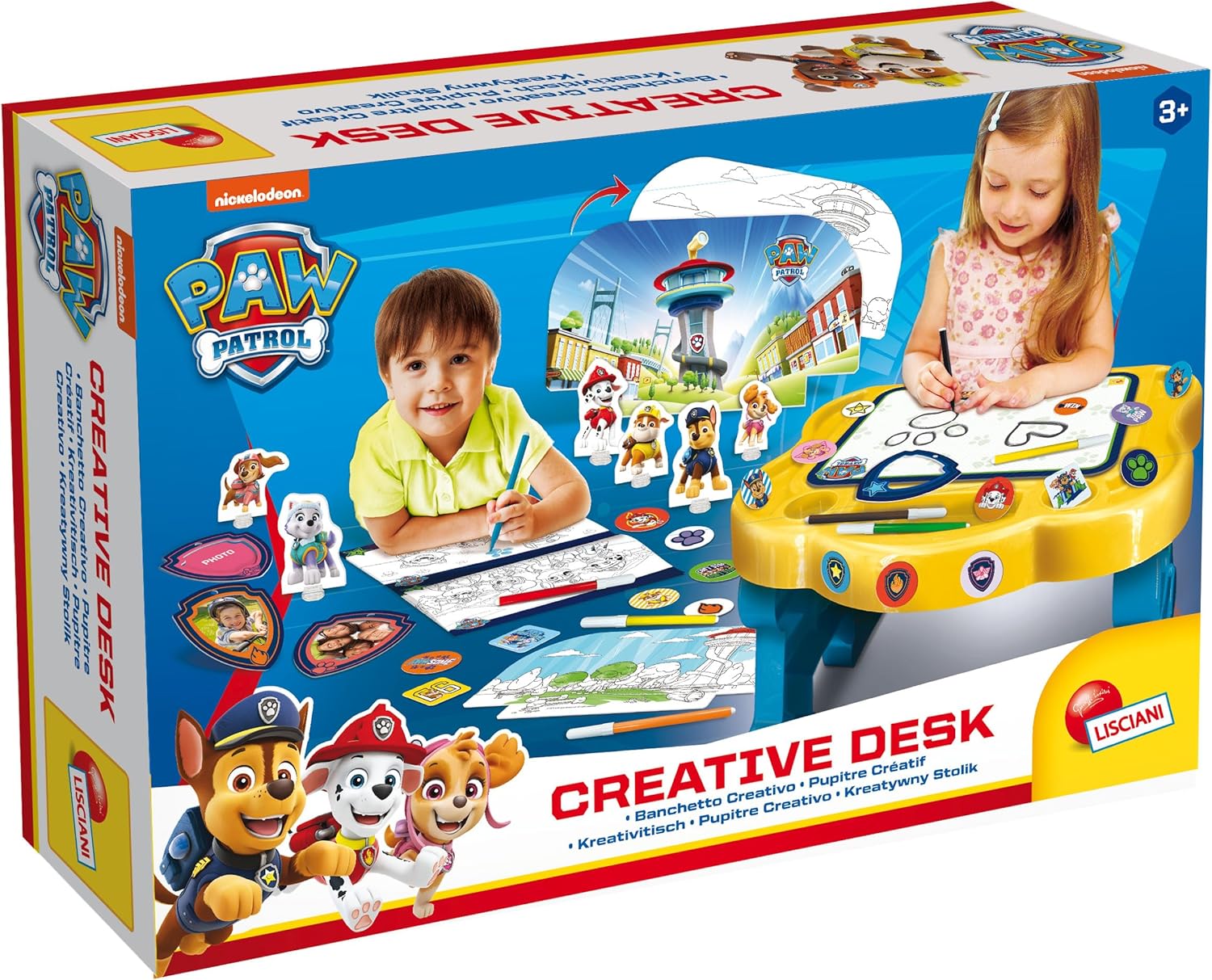 Lisciani - Paw Patrol - Creative Table - Creative Game - Drawing Game, Colouring and Imagination - Sticker - Table Tip for Painting and Creating a Screenplay - for Children from 3 Years