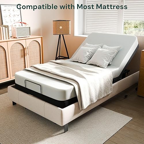 Miniatura 7 de SunsGrove Marco de cama ajustable individual XL, control remoto con cable, inclinación independiente de cabeza y pie, base de marco de cama