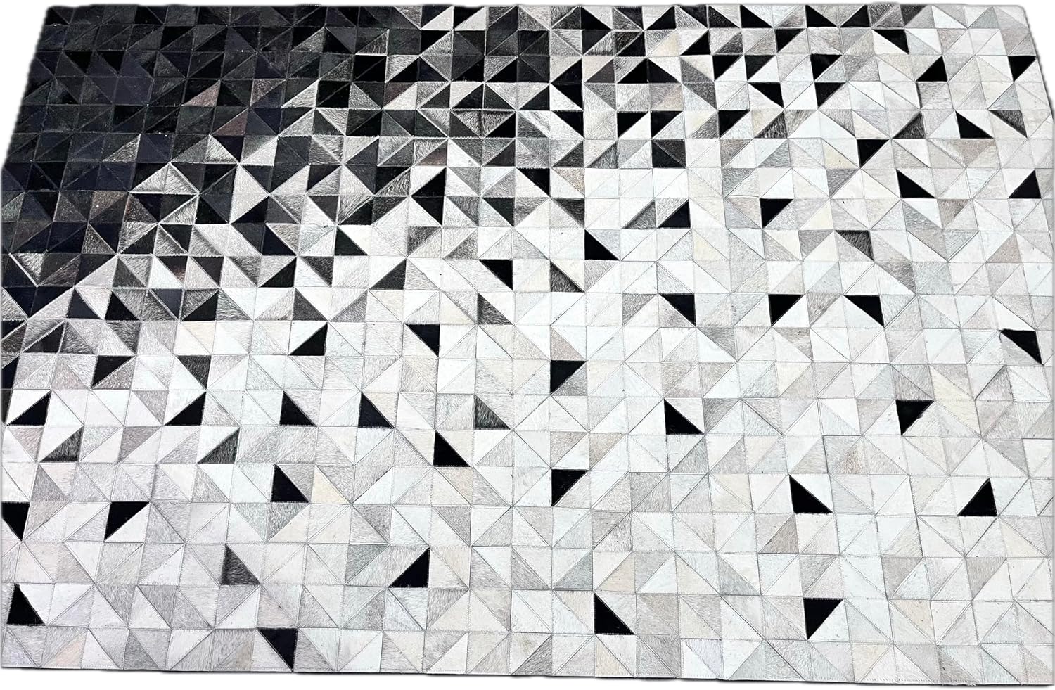 Premium Cowhide Leather Hand Made Patchwork Area Rug, Artisan-Hand Crafted House Carpet for Living Room, Bedroom, Entryway, Color: Grey and Silver, Size: 5X8 ft