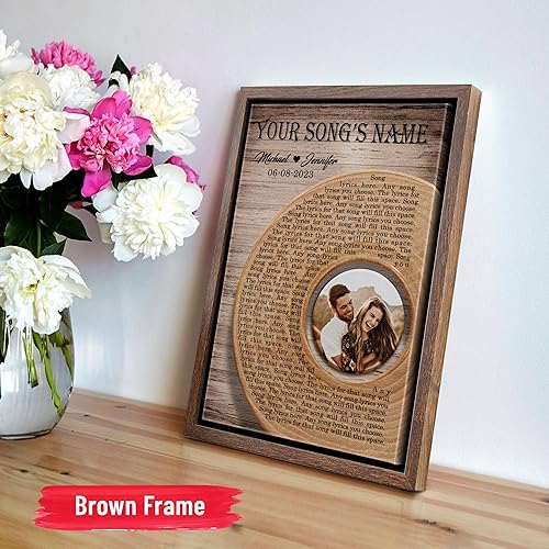 Vista 244 de H-DEWALL Letras de canciones personalizadas con marco, arte de pared musical personalizado para él, decoración sentimental y regalo inspirador