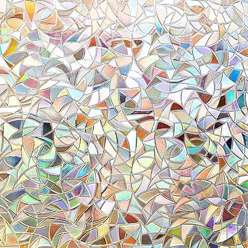 Miniatura 8 de Finnez Película opaca para ventana, película de privacidad 3D, sin pegamento, para puerta de vidrio, hogar y oficina, control de calor, anti UV,