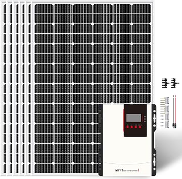 2100W Solar Panel Kit for Home, 6PCS 350W 24V Monocrystalline Solar Panel,100a MPPT Charge Controller,Z Brackets Mount and Cable Connection for Charging 24 Volt Batteries