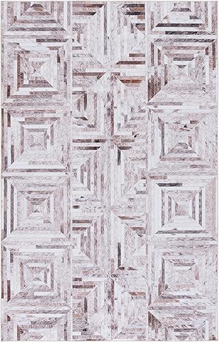 Miniatura 2 de Safavieh Alfombra de área de la colección Faux Hide - 6 x 9 pies, beige y marrón, diseño rústico moderno y glamoroso, no desprende pelusa y de fácil