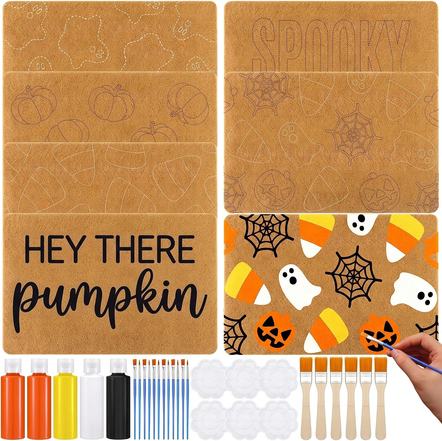 OBreezify 35 Pcs 6 Set Halloween Blank Door Mats for Painting Fall Decor