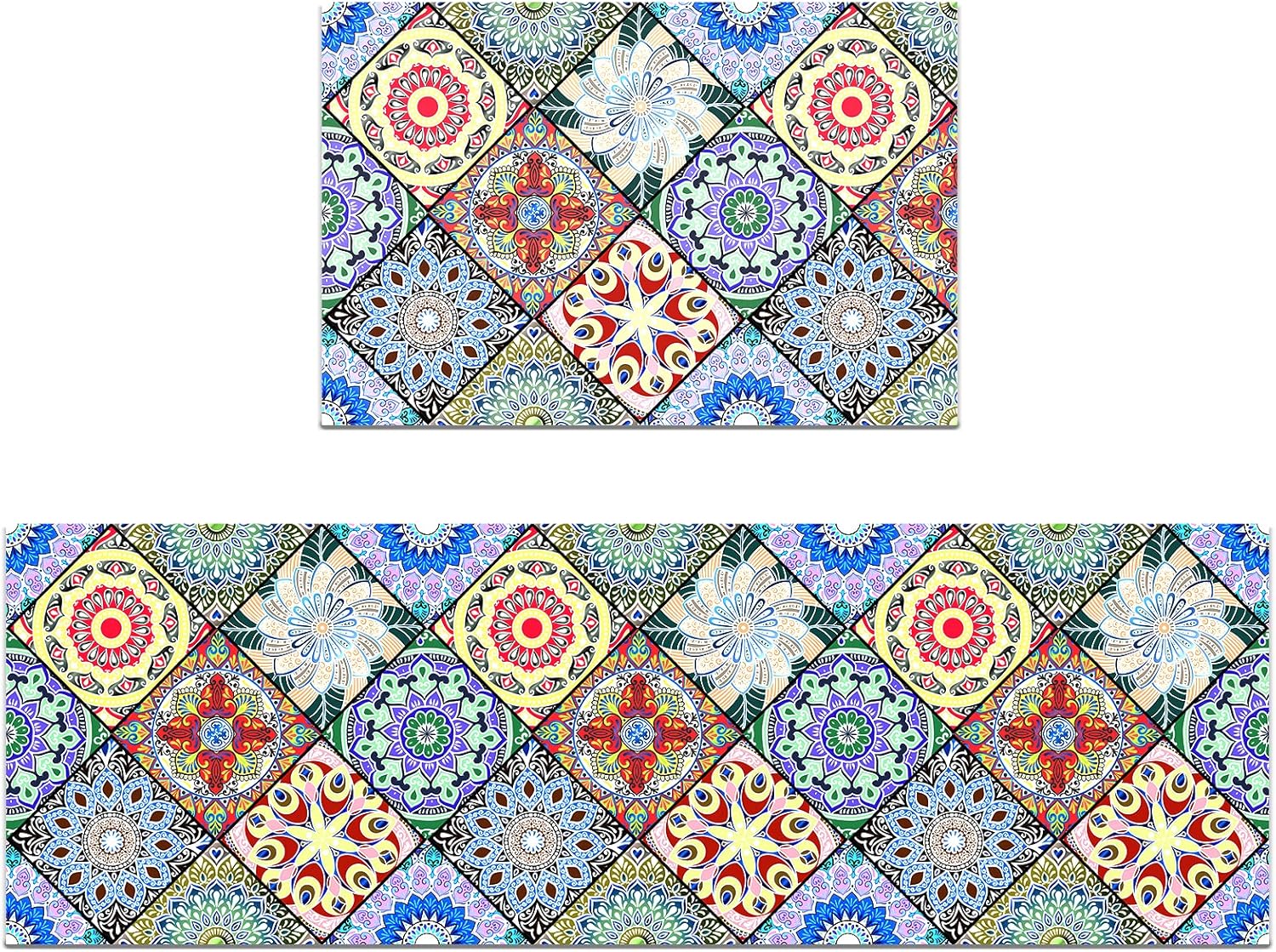 LLTTEER Kitchen rugs Nonslip kitchen mats 2 pieces,Washable PVC