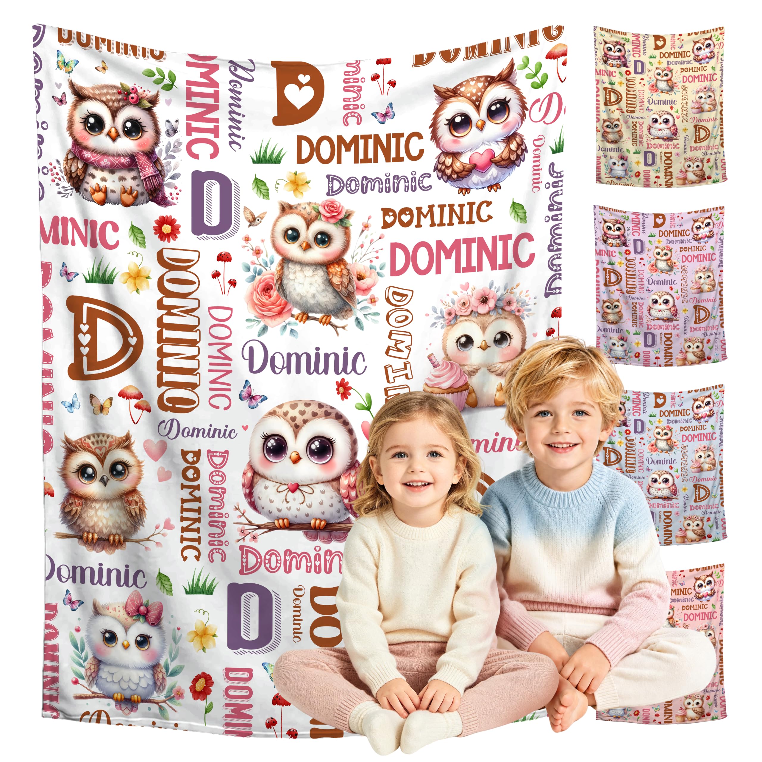 Custom Owl Blanket for Boys Girls,Ultra Soft Personalized Gifts Baby Blanket,Customized Throw for Toddlers Newborn Stroller Crib,40"x50"
