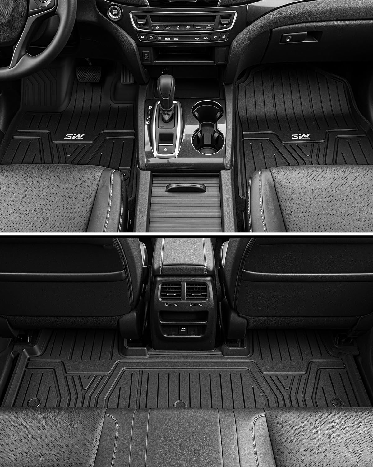 3W Floor Mats and Cargo Mat for Honda Passport 2026, All Weather TPE Custom Fit Passport Floor Liner 1st & 2nd Row & Trunk Mat with Backrest Mat, Full Set for 2026 Honda Passport Accessories, Black - Image 3