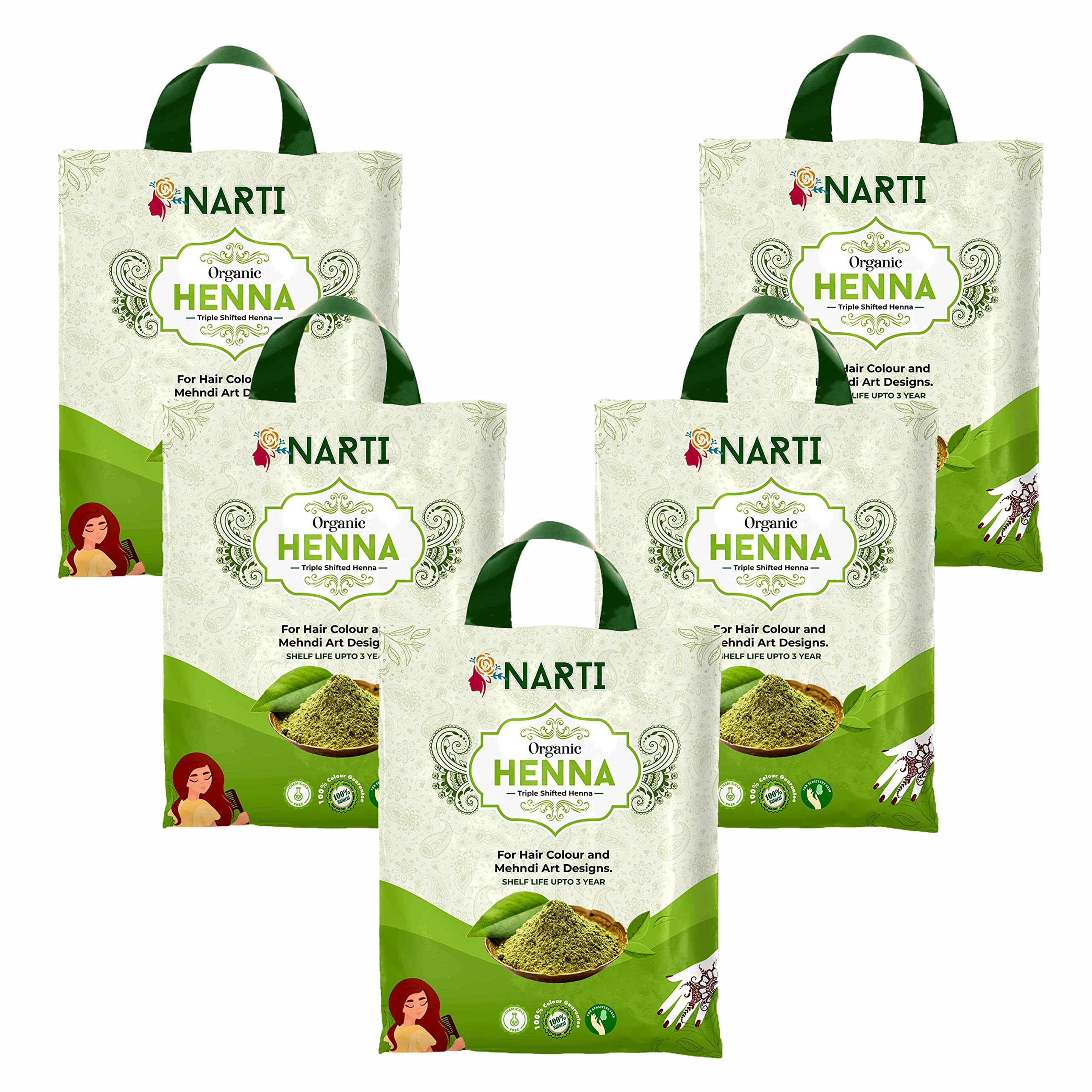 NARTI mehendi henna powder organic for hair growth pack of 2.5 kg best for natural hair care and colour suitable for wedding heena powder for hair in 2500 g pack
