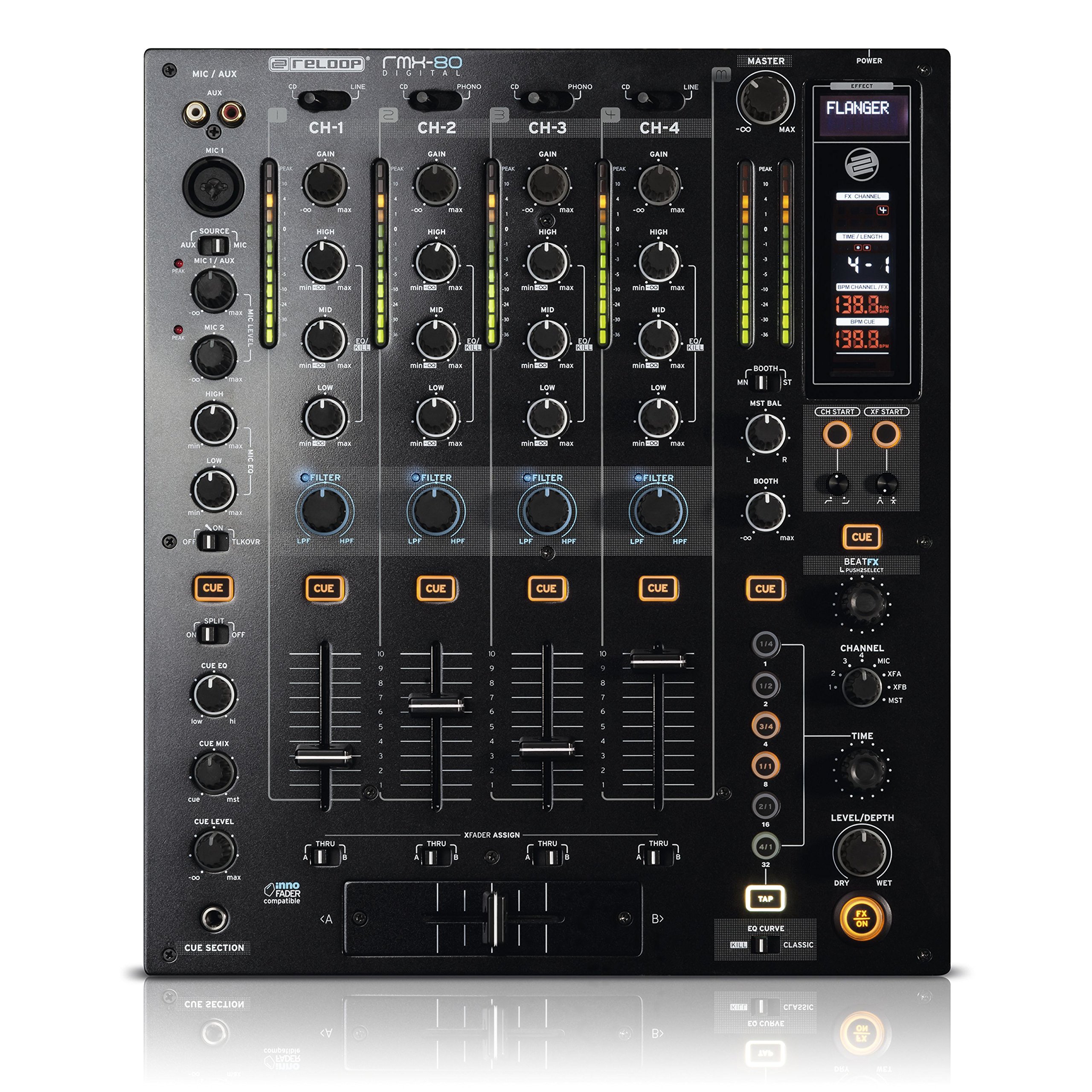 Reloop RMX-80, Mixer digitale per DJ a 4 + 1 canali, Nero