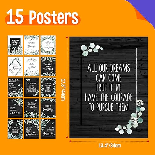 Miniatura 2 de 15 pósteres inspiradores, impermeables y resistentes a desgarros, decoración gruesa motivacional con película de PET para jardín de infantes,