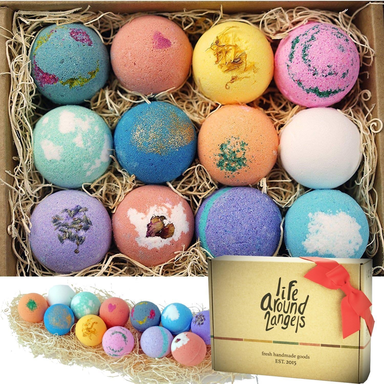 Bath Bombs Gift Set 12 USA made Fizzies, Shea & Coco Butter Dry Skin Moisturize, Perfect for Bubble Spa Bath. Handmade Birthday Mothers day Gifts idea For Her/Him, wife, girlfriend