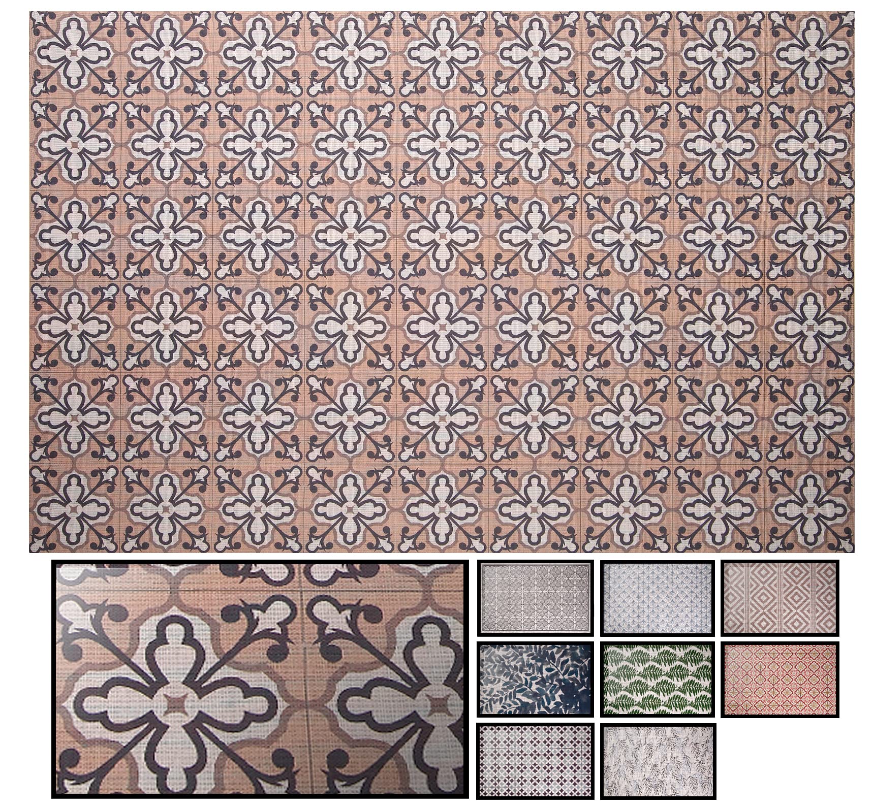 LucaHome - Alfombra vinílica Trenzada Ghana Interior o Exterior- Alfombra vinílica Cocina - salón - despacho- Dormitorio Vinilo PVC - Alfombra vinílica Antideslizante(Flor Rosa- 80x140cm)