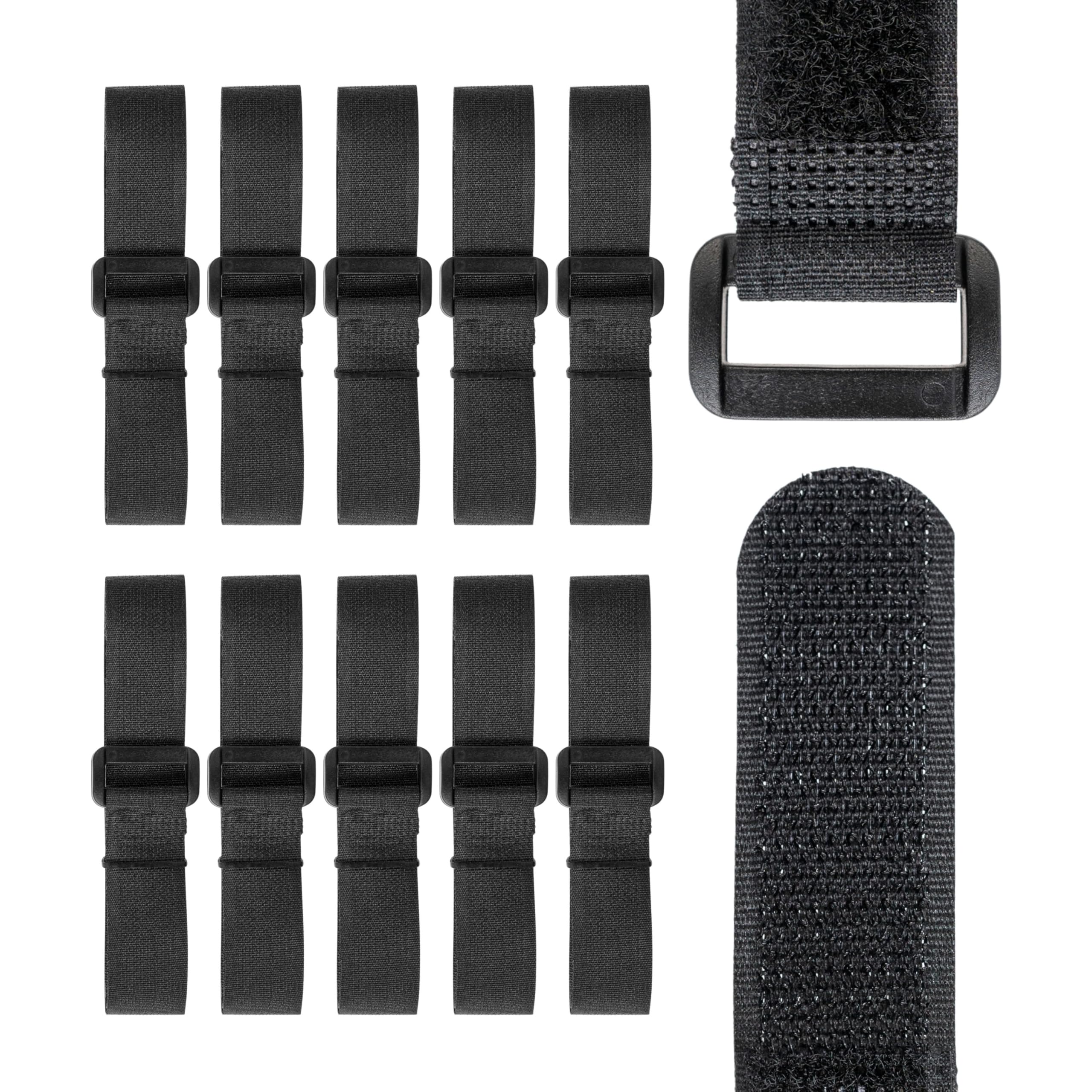 Fascette Nylon Riutilizzabili per Organizzazione Cavi, con Fibbia, 10 pz, L. 30 x H. 2 cm, Nero, in Nylon, Robusta Cinghia a Strappo, Fascetta Fermacavi Riutilizzabile, Fascette cavi
