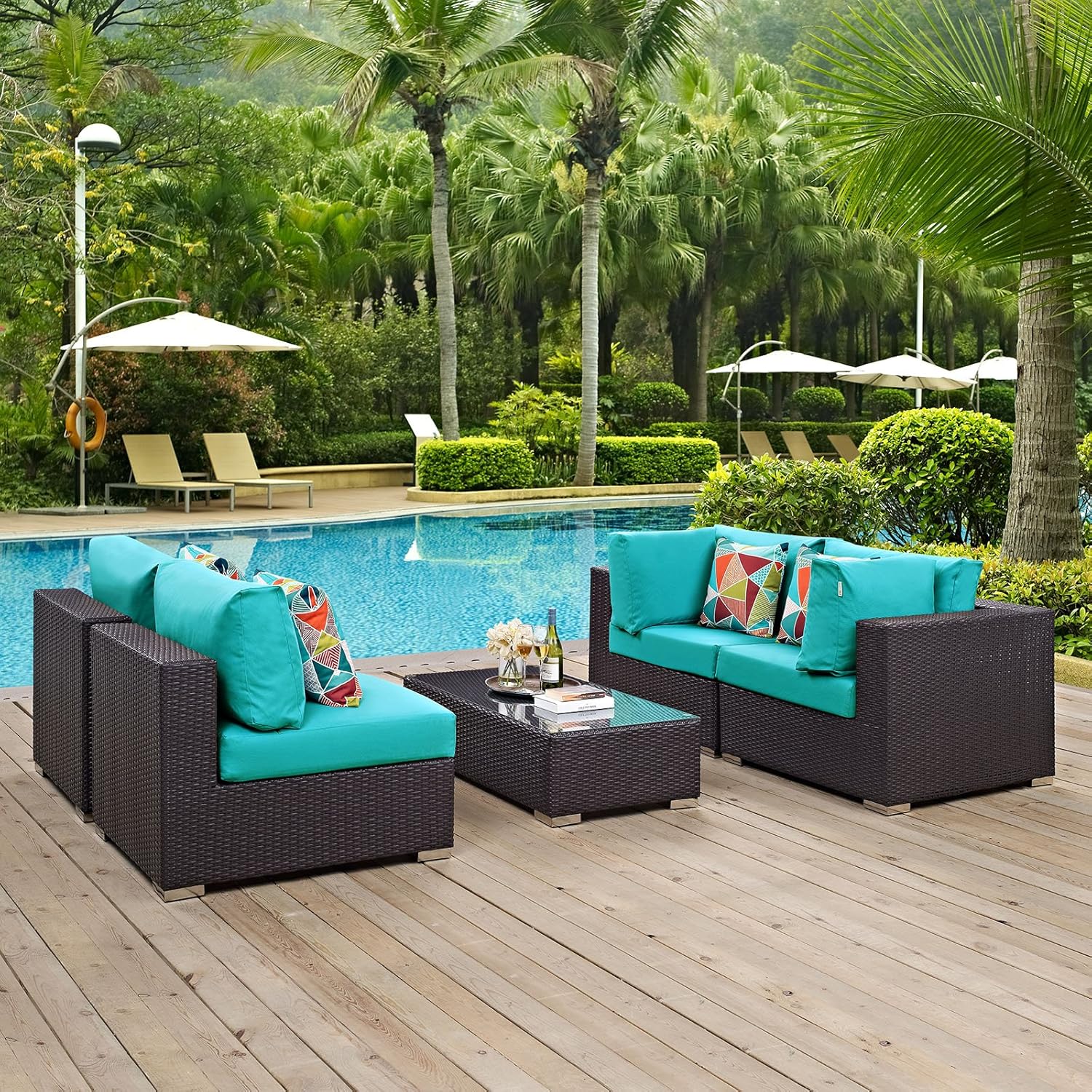 Modway Bronx 5 Piece Outdoor Patio Sectional Set WL02583