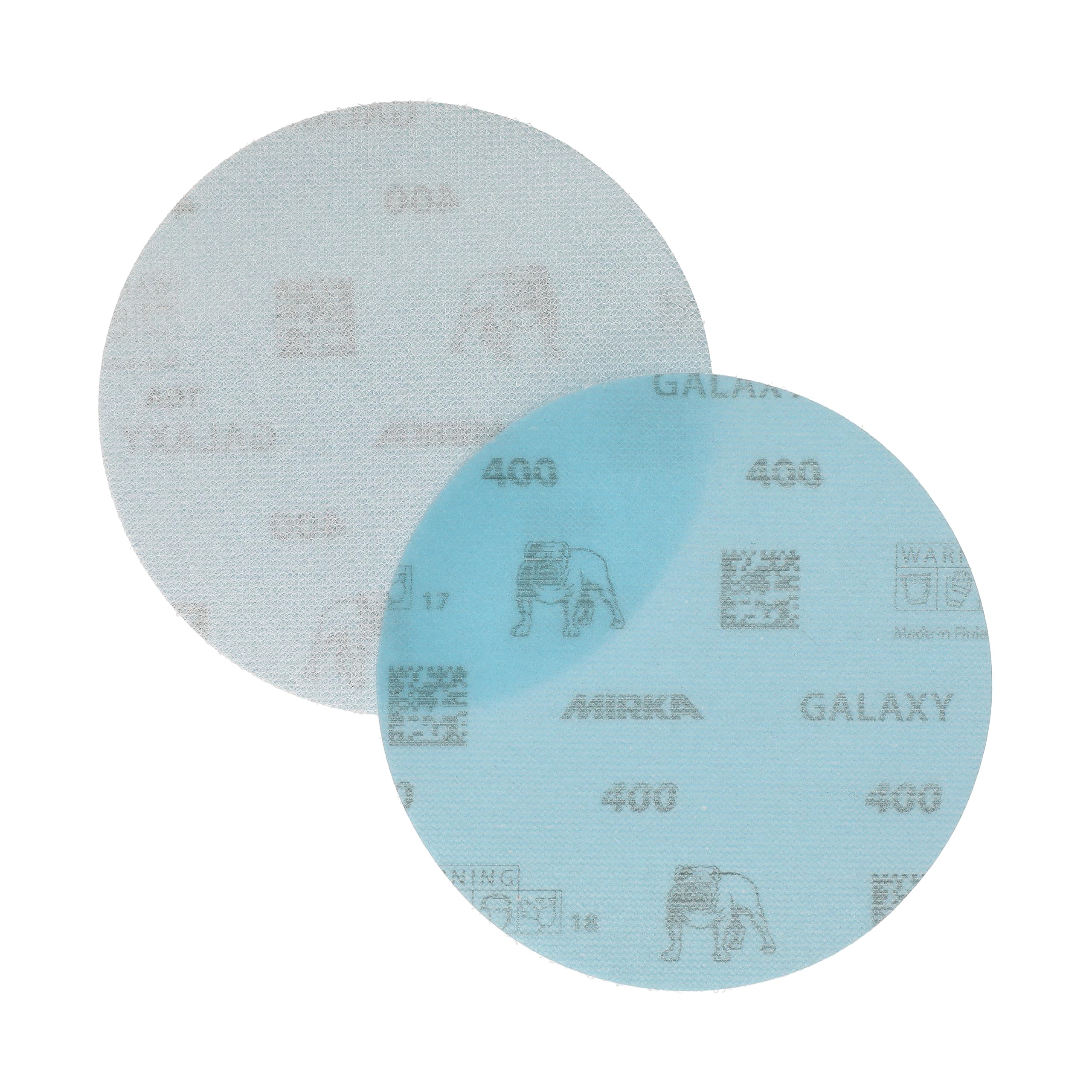 Mirka GalaxySandpaper - Carta abrasiva da 125 mm, grana 400, 50 dischi/confezione, gancio e anello, abrasiva di alta qualità per resina epossidica, legno, metallo, tecnologia anti-intasamento e