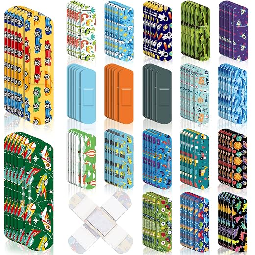 Panelee 120 Pcs Kids Bandages 2.83'' x 0.75'' Cute Style Flexible Waterproof Bandages Bulk Breathable Strip for First Aid & Wound Care Protection(Stylish Style)