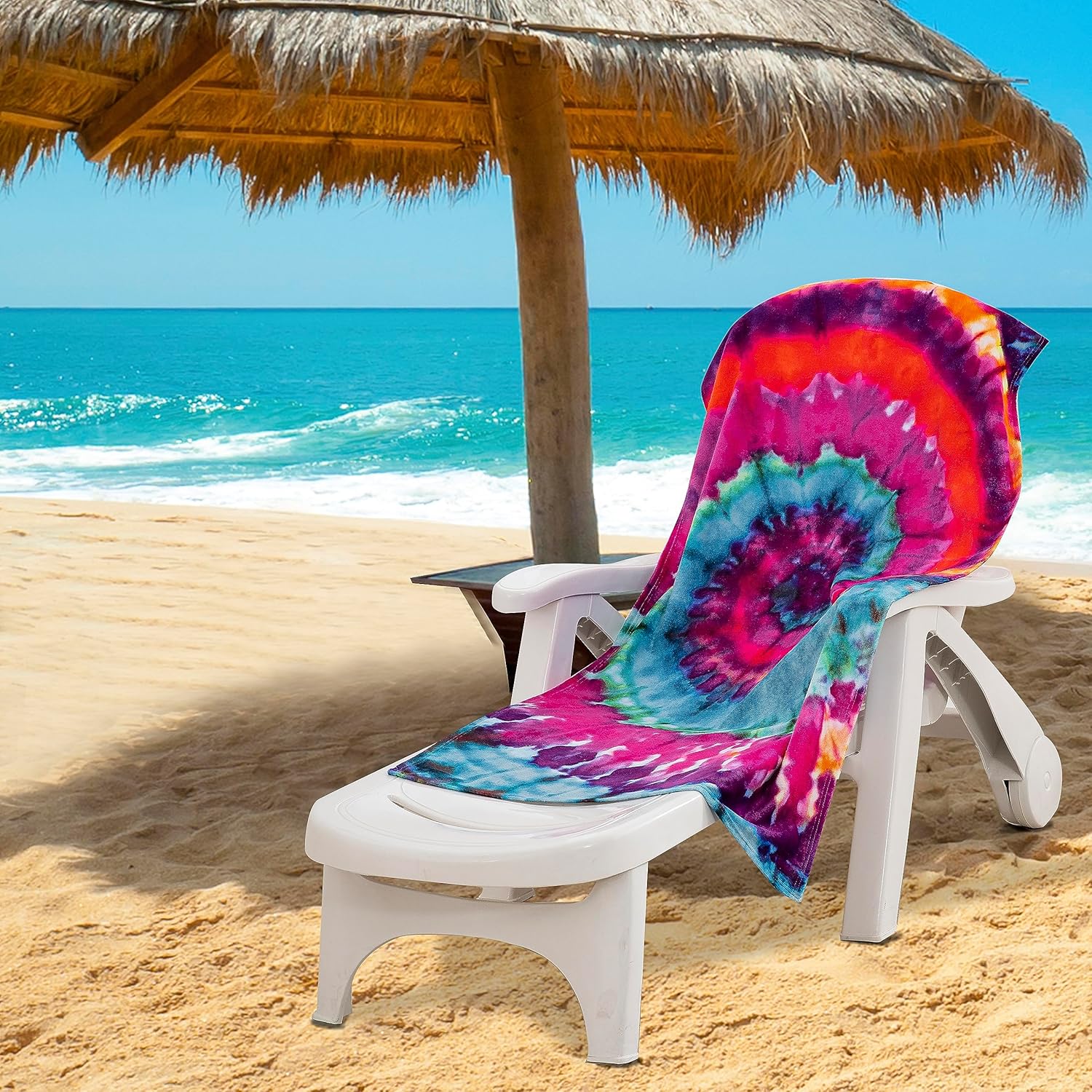 NORTHWEST Classics Beach Towel, 30" x 60", Psychedelic Tie Dye Design - Image 5