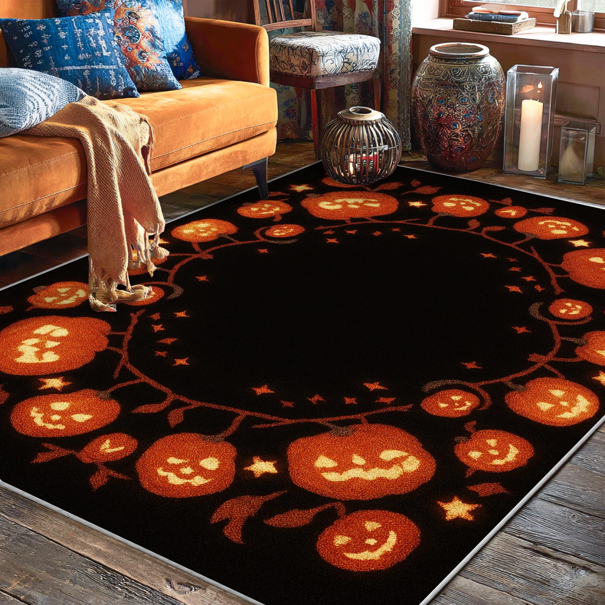 Tapis Halloween antidérapant et résistant aux taches pour salle à manger