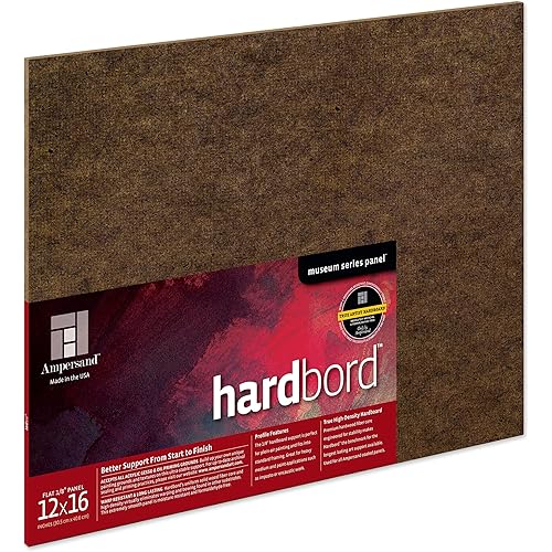 Ampersand Art Supply Hardboard Wood Painting Panel: Museum Series Hardbord, 12" x 16", 1/8 Inch Flat Profile