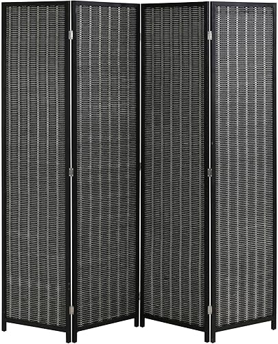 FDW Divisor de habitación plegable de bambú, pantalla de privacidad de 4 paneles de 70 pulgadas de alto 17 pulgadas de ancho, divisor de habitación