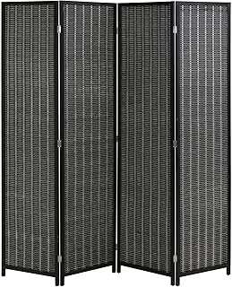 FDW 4-Panel Folding Room Divider | 6ft, Coal Black | Light & Portable