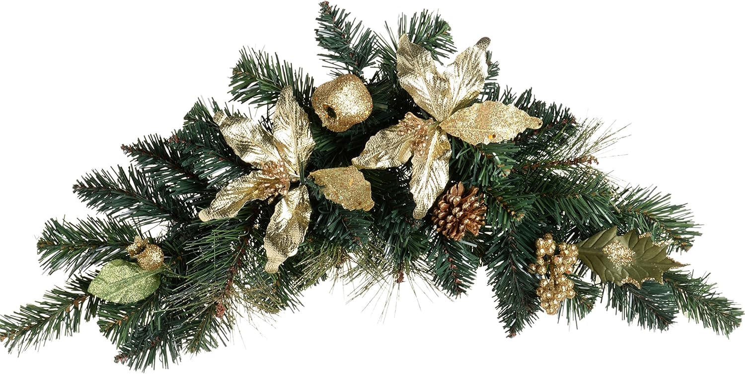 Swag Arch Garland Christmas Decoration, 60 cm - Gold