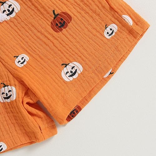 Miniatura 6 de Traje de Halloween para niño y niña, camisa de manga corta de calabaza, pantalones cortos, ropa de Halloween para niños y niñas