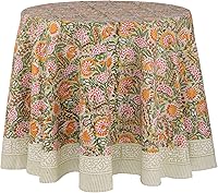 Vista 8 de ATOSII Amalfi - Mantel rectangular de otoño 100% algodón, bohemio, estampado a mano, para cocina, mesa de comedor, lino, decoración de otoño