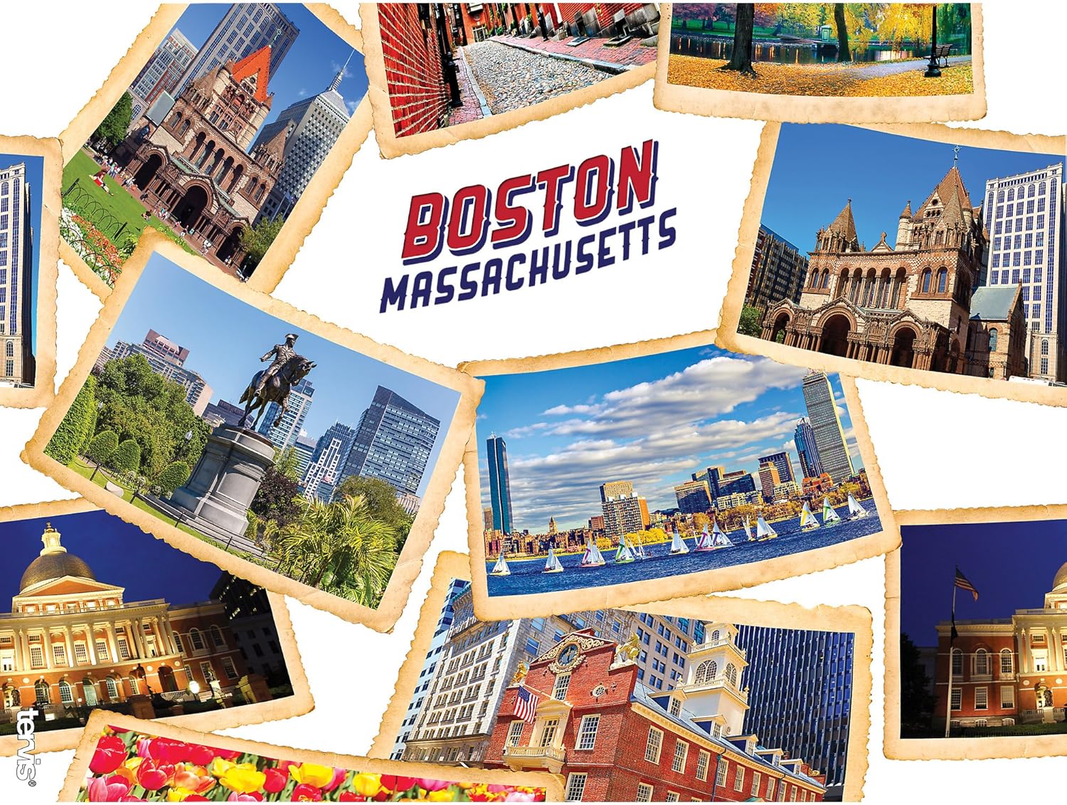 Tervis Massachusetts - Boston Collage Postcard Tumbler with Wrap and Red Lid 24oz, Clear - Image 2