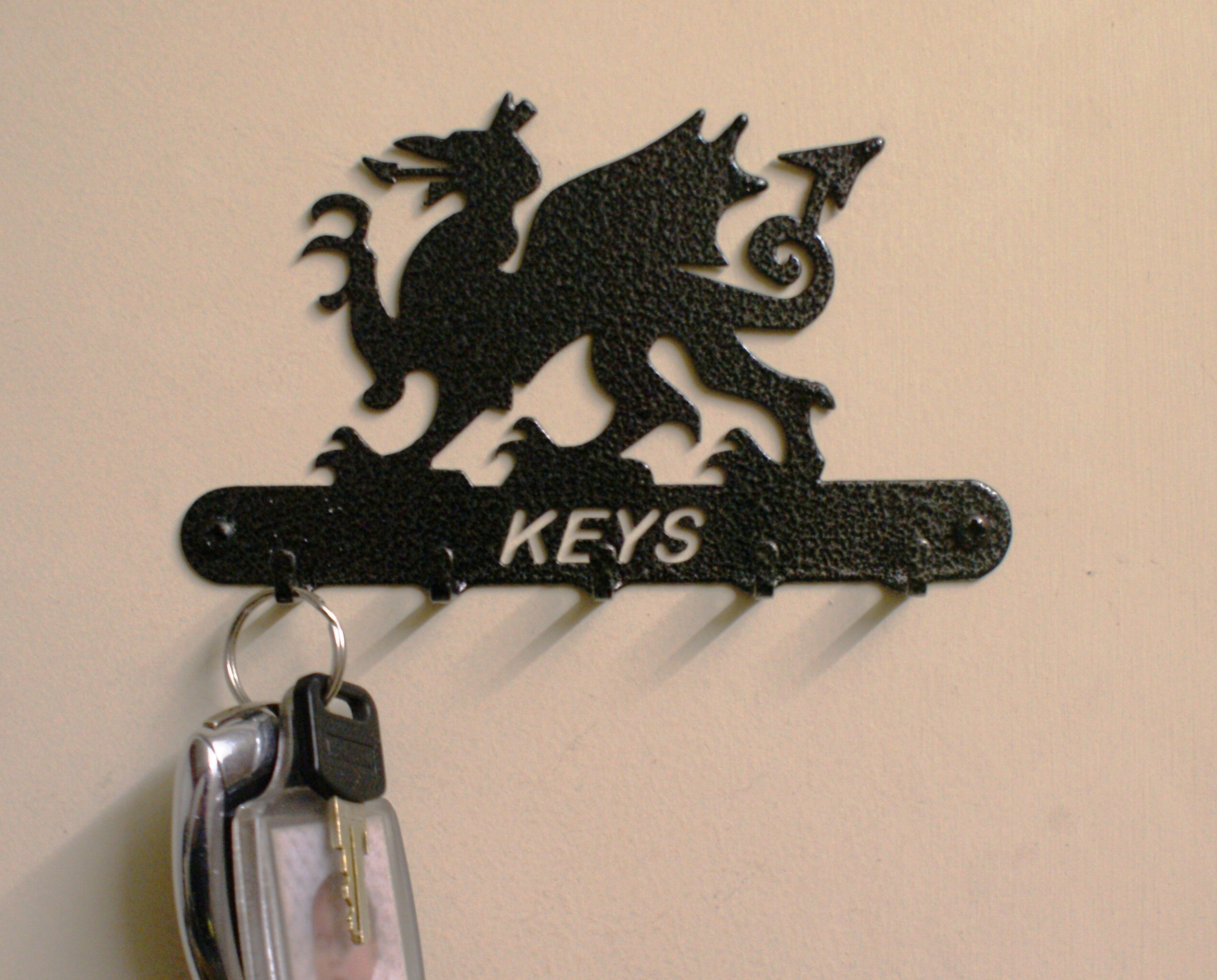 Welsh Dragon Key HolderRackSolid SteelW15 X H9 CmPowder Coated Black from B&Q