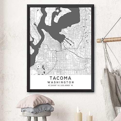 Miniatura 3 de Mapa de Tacoma, Washington, Light 2 (8x10)