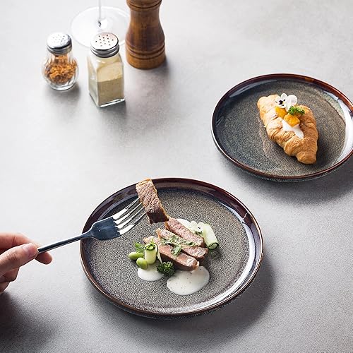 Miniatura 4 de Juego de platos planos de cerámica de 4 a 8 pulgadas, platos de postre, ensalada, aperitivo, almuerzo pequeño, etc. Apto para microondas, horno y