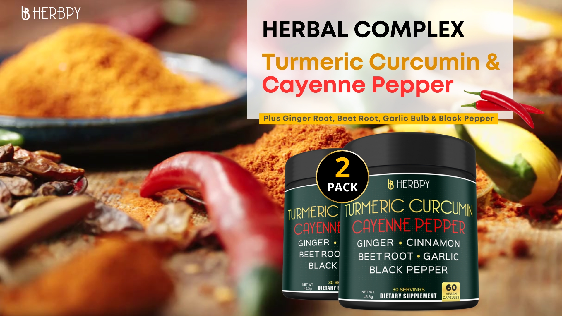 Amazon.com: Herbpy 7in1 Turmeric and Cayenne Pepper Supplement