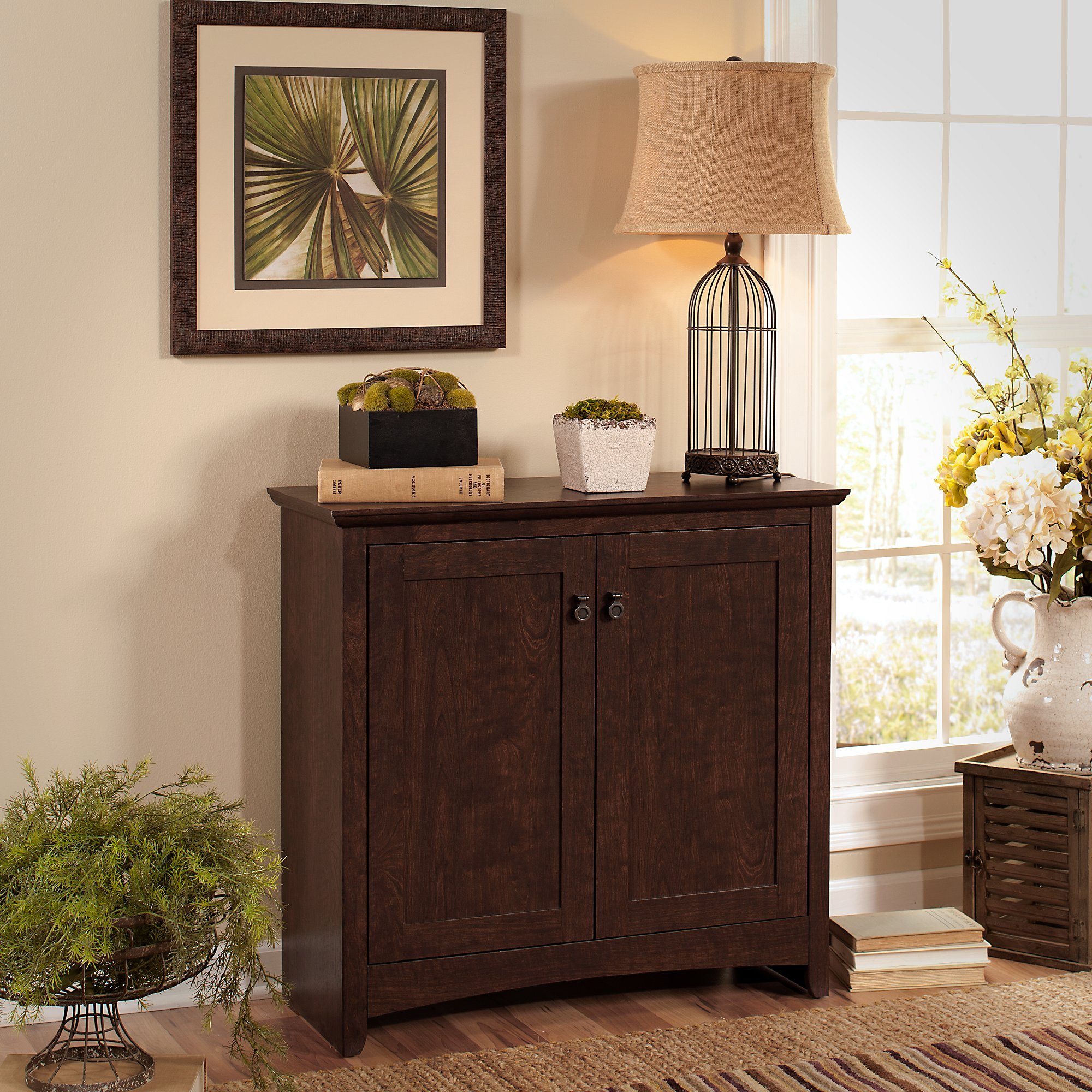 Bush Furniture Buena Vista Small Storage Cabinet with Doors in Madison Cherry