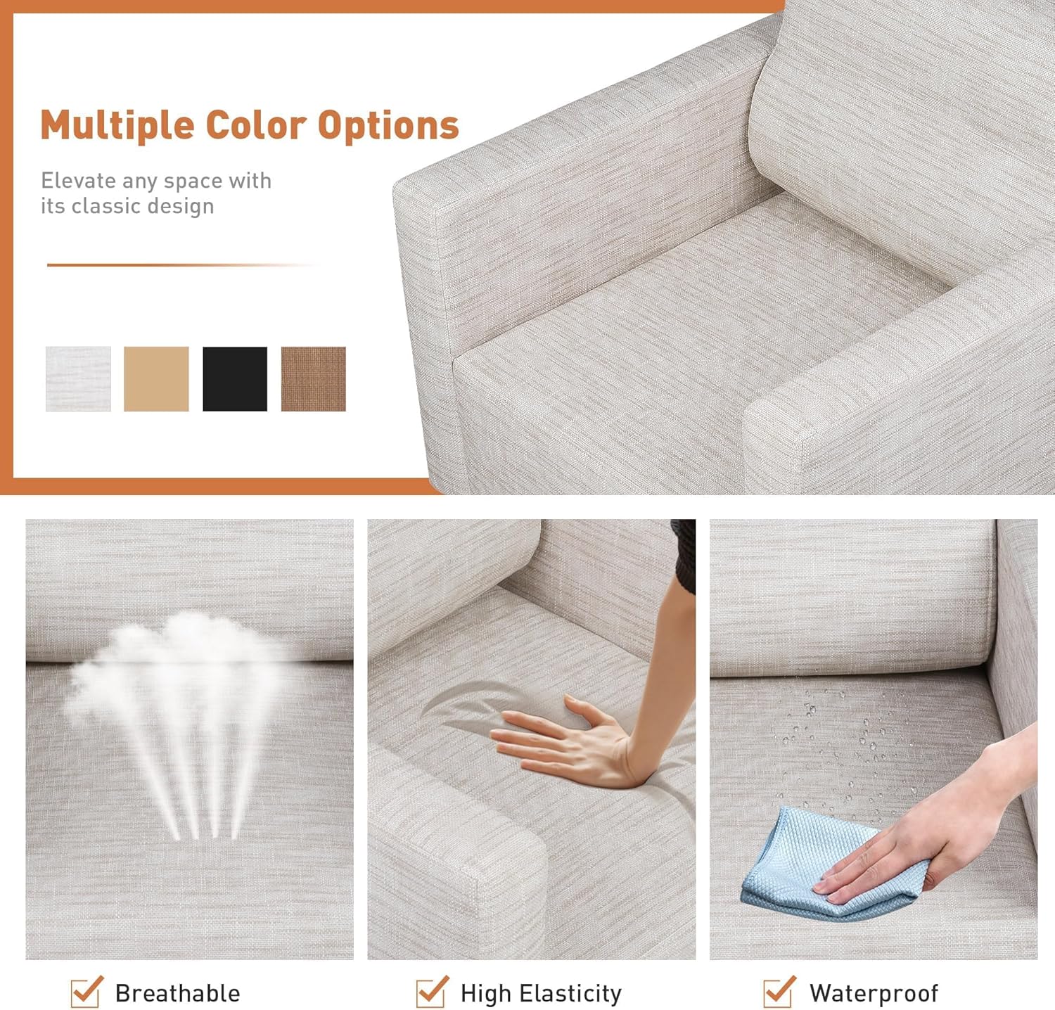 Modern Leather Accent Chair Set of 2 for Living Room, Oversized Single Sofa Chair with Stainless Steel Frame, Comfy Side chair with Wide Backrest and Armrests for bedroom, Office Waiting Room, White