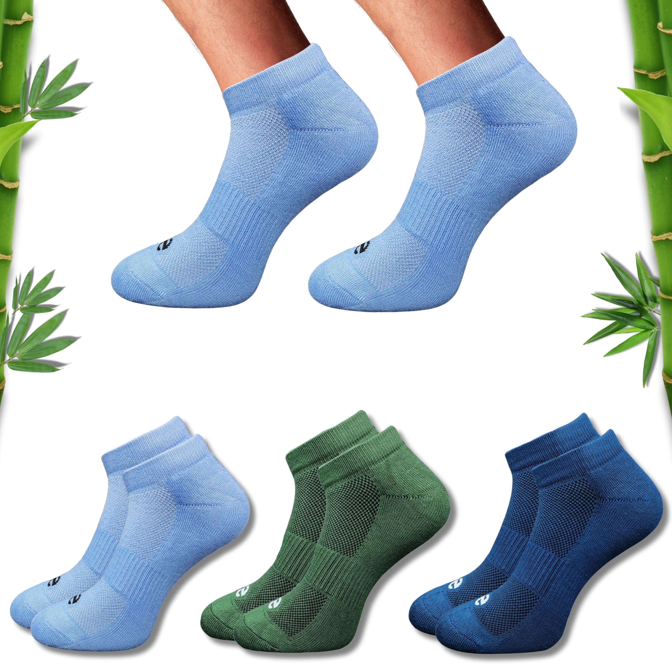Premium Bamboo Unisex Socks - Low Cut (Set of 3: Black/Olive/Black) | 88% Bamboo Fabric, Anti-Bacterial, Breathable.-picture-46