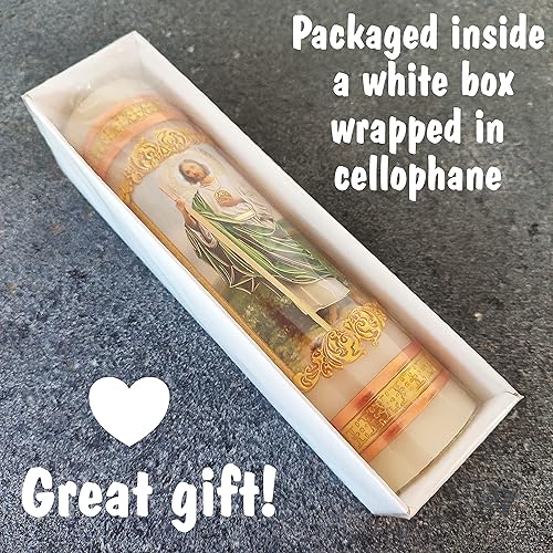 Miniatura 3 de Vela devocional en relieve de San Judas Tadeo con calcomanía Cirio de San Charbel con Repujado Vela de pilar sin perfume regalo religioso católico