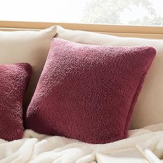 Bedsure Decorative Throw Pillow Covers 18x18 Inch, Pack of 2 Soft Cozy Fluffy Pillow Covers, Home Decor for Sofa Couch Bed...