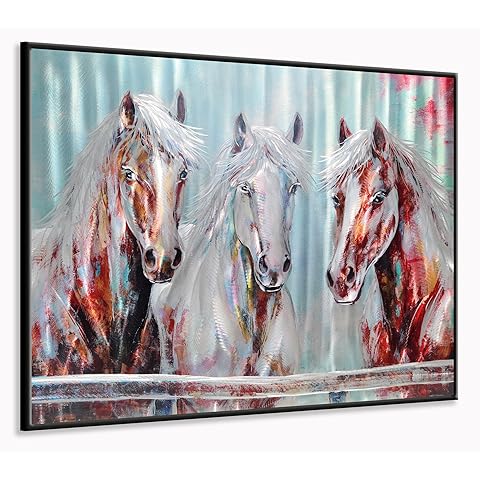 Yihui Arts Modern Contemporary 3D Aluminum Horse Metal Wall Art Sculpture for Home Decor