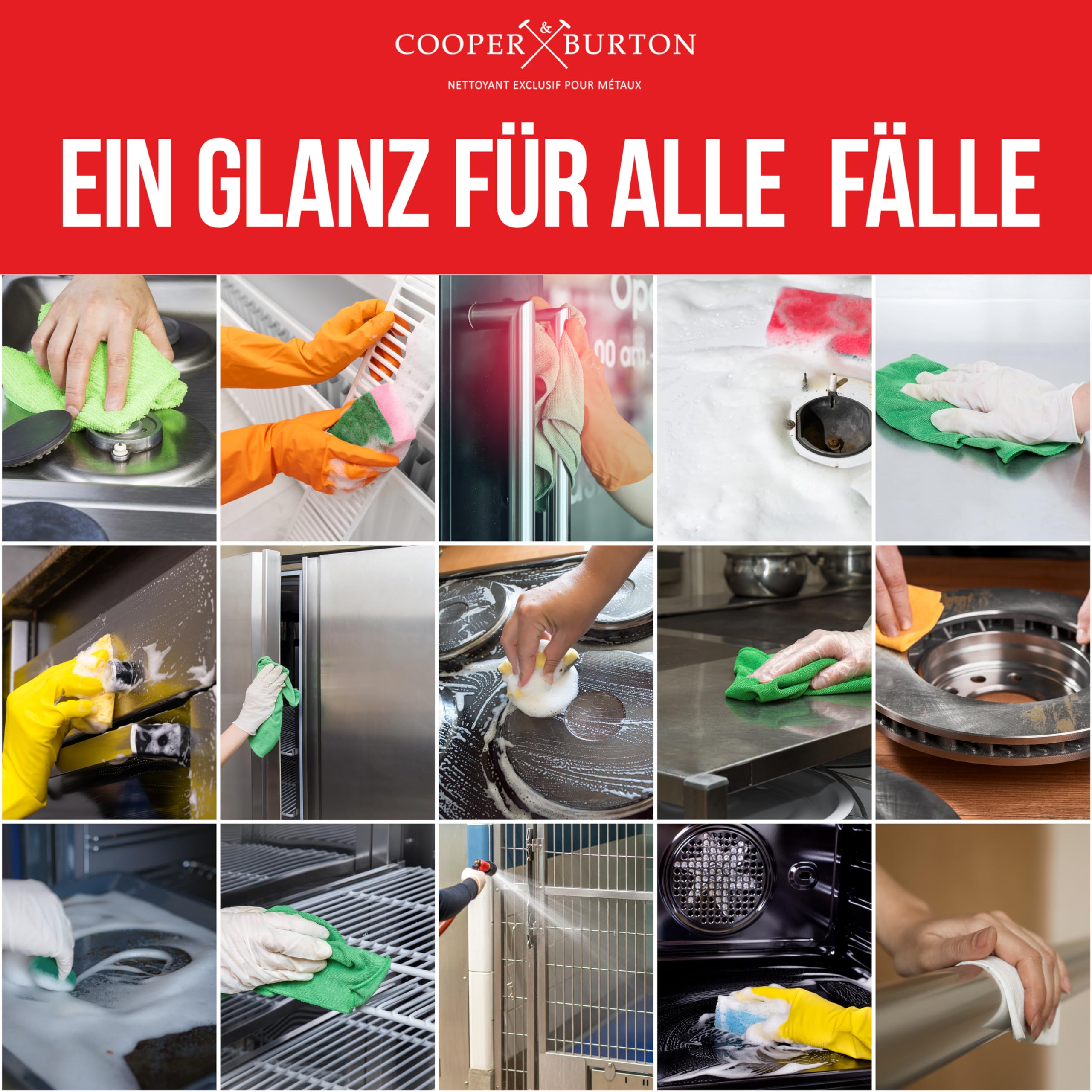 Nettoyant concentré durable pour métal avec éponge à main nettoie et polit l'acier inoxydable, l'aluminium, le chrome, le cuivre, le laiton, le cuivre, le nickel, le zinc - Très économique et durable.
