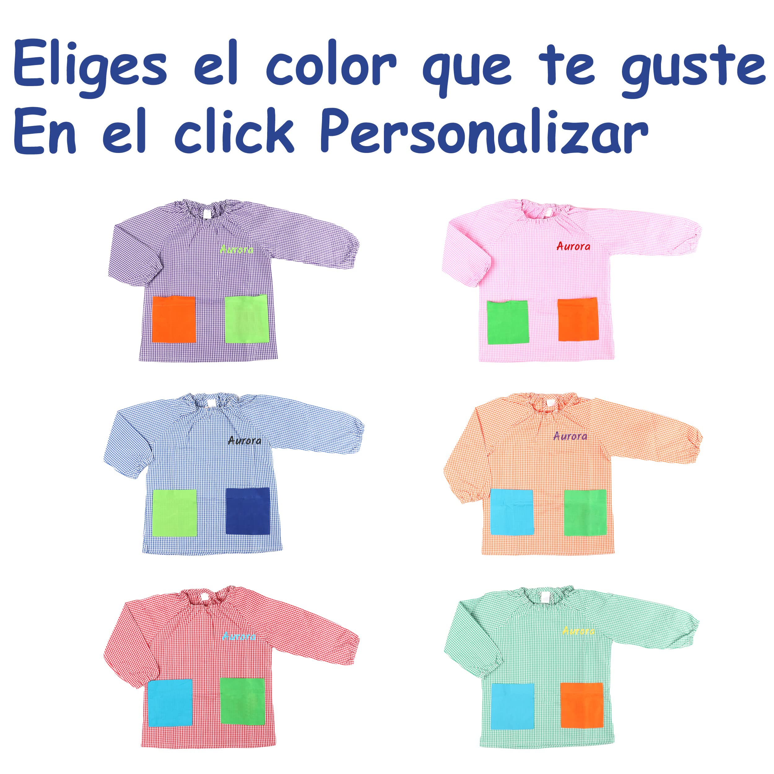 Etrexonline Bata Escolar Babi Escolar Infantil Sin Botones Niño y Niña Elástica en Puño y Cuello